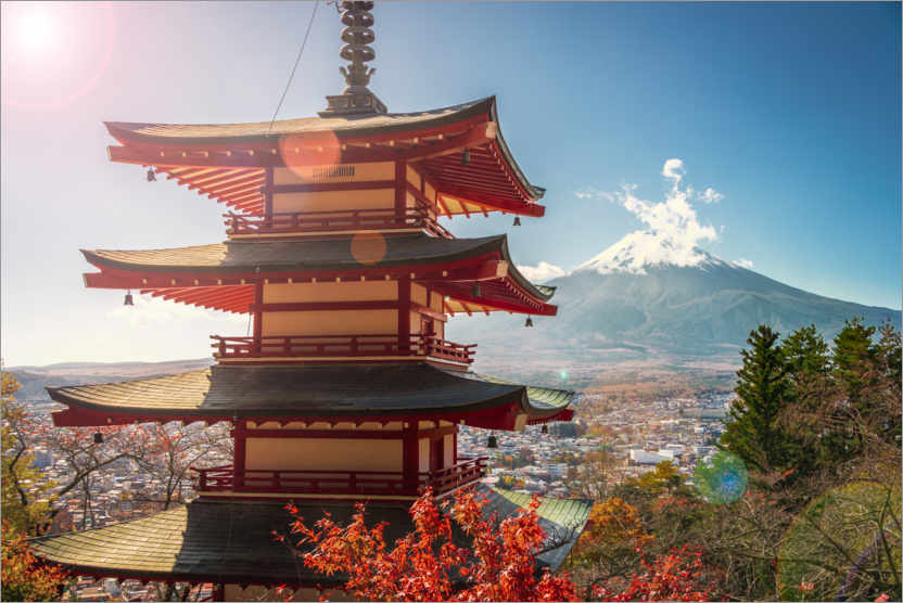 Poster Mt. Fuji und die Chureito Pagode