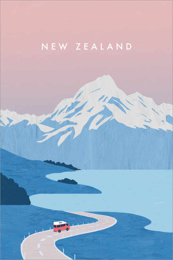 Poster Neuseeland Illustration