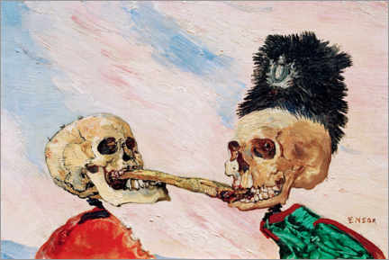 Acrylglasbild  Skelette im Streit um einen sauren Hering - James Ensor