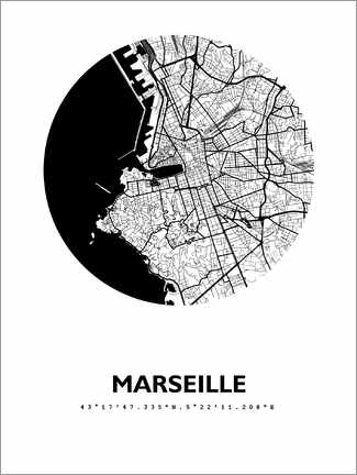 Poster Stadtplan von Marseille
