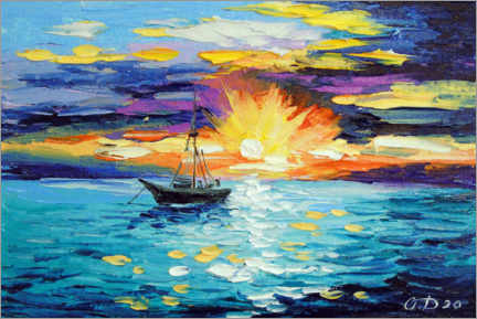 Poster Segelboot im Morgengrauen