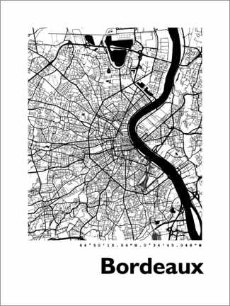Poster Stadtplan von Bordeaux