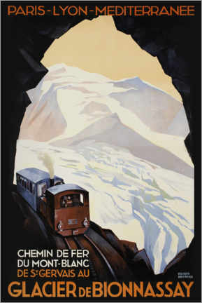 Hartschaumbild  Bergbahn am Mont Blanc - Vintage Advertising Collection