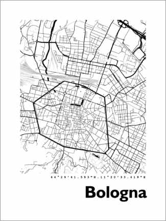 Poster Stadtkarte von Bologna
