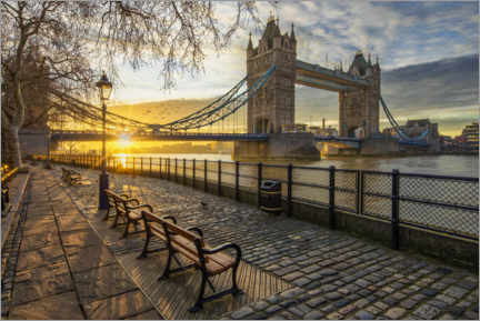 Leinwandbild  Tower Bridge in London bei Sonnenaufgang - Dieter Meyrl