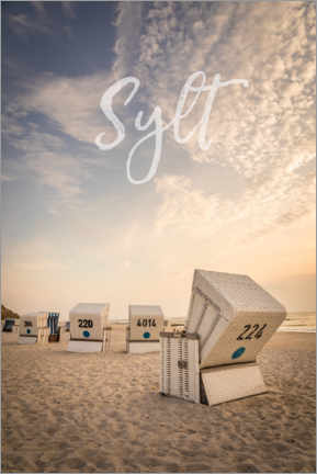 Poster Sommerabend mit Strandkörben auf Sylt