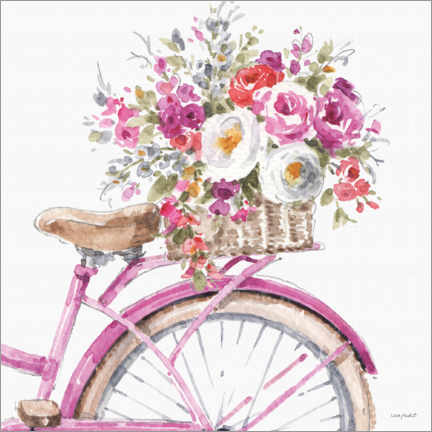 Poster Damenrad mit Blumenkorb II