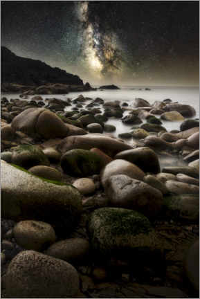 Poster Küste bei Cornwall bei Nacht