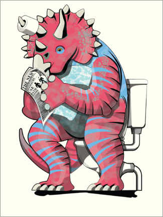 Holzbild  Triceratops auf der Toilette - Wyatt9