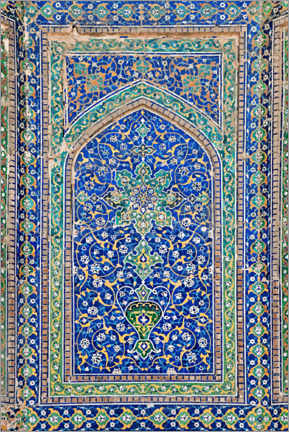 Acrylglasbild  Wandmosaik in einer Moschee, Uzbekistan