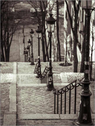 Poster Eine Treppe in sepia, Paris