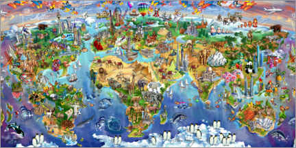 Poster Weltwunder Weltkarte