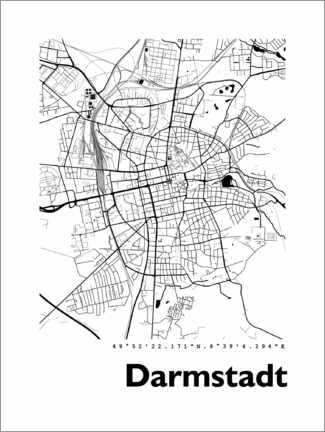 Poster Darmstadt Stadtplan