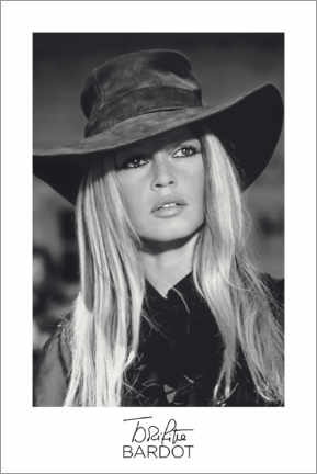 Holzbild  Brigitte Bardot mit Cowboy Hut