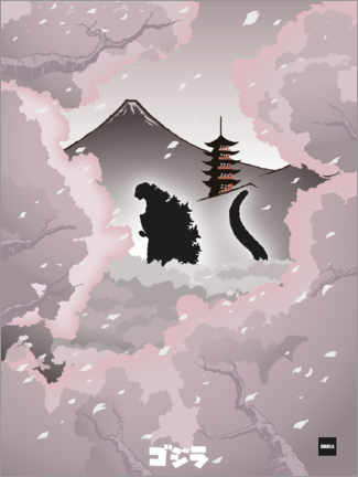 Wandbild  Sakura Godzilla