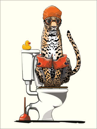 Alubild  Leopard auf der Toilette - Wyatt9