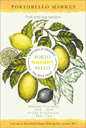 Holzbild  Portobello Market London - Organic Lemons