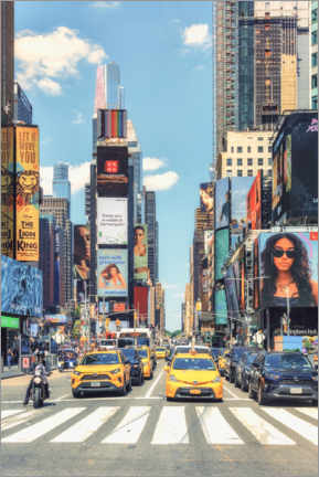 Acrylglasbild  Bunter Times Square und blauer Himmel - Manjik Pictures