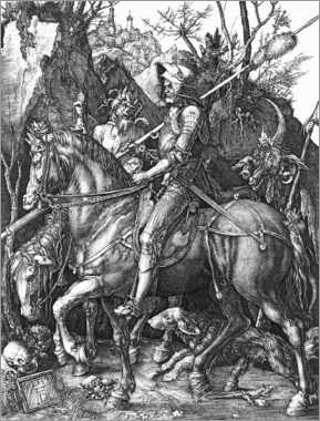 Holzbild  Ritter, Tod und Teufel - Albrecht Dürer