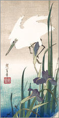 Wandsticker  Weißer Reiher und Iris - Utagawa Hiroshige