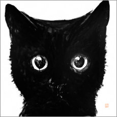 Holzbild  Schwarze Katze - Péchane