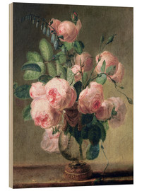 Holzbild  Vase mit Blumen - Pierre Joseph Redouté