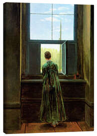 Leinwandbild  Frau am Fenster - Caspar David Friedrich