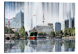 Alubild  Hamburg Speicherstadt, abstrakte Collage - Städtecollagen