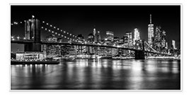 Wandbild  Skyline von New York bei Nacht Schwarz/Weiß - Melanie Viola
