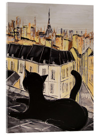 Acrylglasbild  Schwarze Katze auf den Dächern von Paris - JIEL