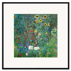 Gerahmter Kunstdruck  Bauerngarten mit Sonnenblumen - Gustav Klimt