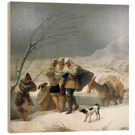 Holzbild  Der Schneefall, Der Winter - Francisco José de Goya