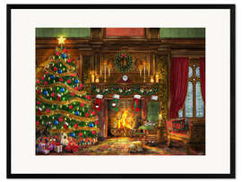 Gerahmter Kunstdruck  Im Landhaus ist Weihnachten - Dominic Davison