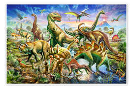 Poster Versammlung der Dinosaurier