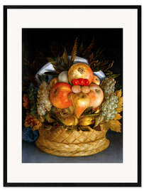 Gerahmter Kunstdruck  Porträt eines Mannes aus Früchten - Giuseppe Arcimboldo