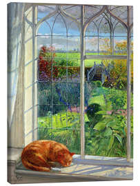 Leinwandbild  Katze im Fenster, Sommer - Timothy Easton