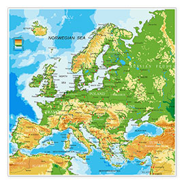 Wandbild  Europakarte (englisch)