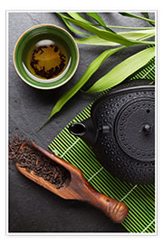 Poster  Asiatische Teeschale und Teekanne
