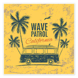 Wandbild  Surfer-Bus unter Palmen