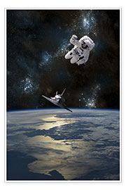 Wandbild  Astronaut schwebt im All - Marc Ward
