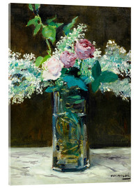 Acrylglasbild  Vase mit weißem und rosafarbenem Flieder - Édouard Manet