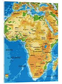 Acrylglasbild  Afrika - Topografische Karte (Englisch)