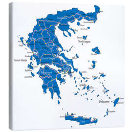 Leinwandbild  Griechenland - Politische Karte
