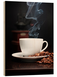 Holzbild  Kaffeetasse mit Rauch