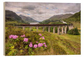 Holzbild  Glenfinnan Viadukt in Schottland mit Dampflok - Michael Valjak