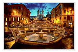 Wandbild  Spanische Treppe und Fontana della Barcaccia in Rom