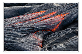 Poster Glühende fließende Lava auf Big Island, Hawaii