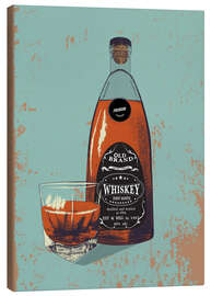 Leinwandbild  Whiskey Flasche und Glas