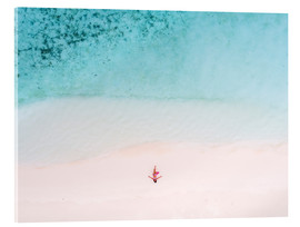 Acrylglasbild  Brummenansicht der Frau auf dem Strand, Maldives - Matteo Colombo