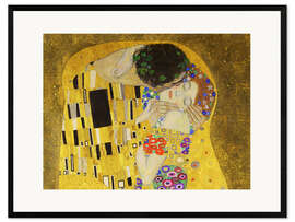 Gerahmter Kunstdruck  Der Kuss (Detail quer) - Gustav Klimt